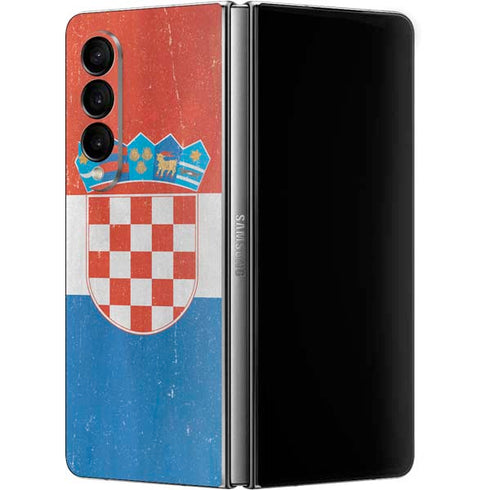 Croatia Flag Distressed Galaxy Z Fold4 5G Skin